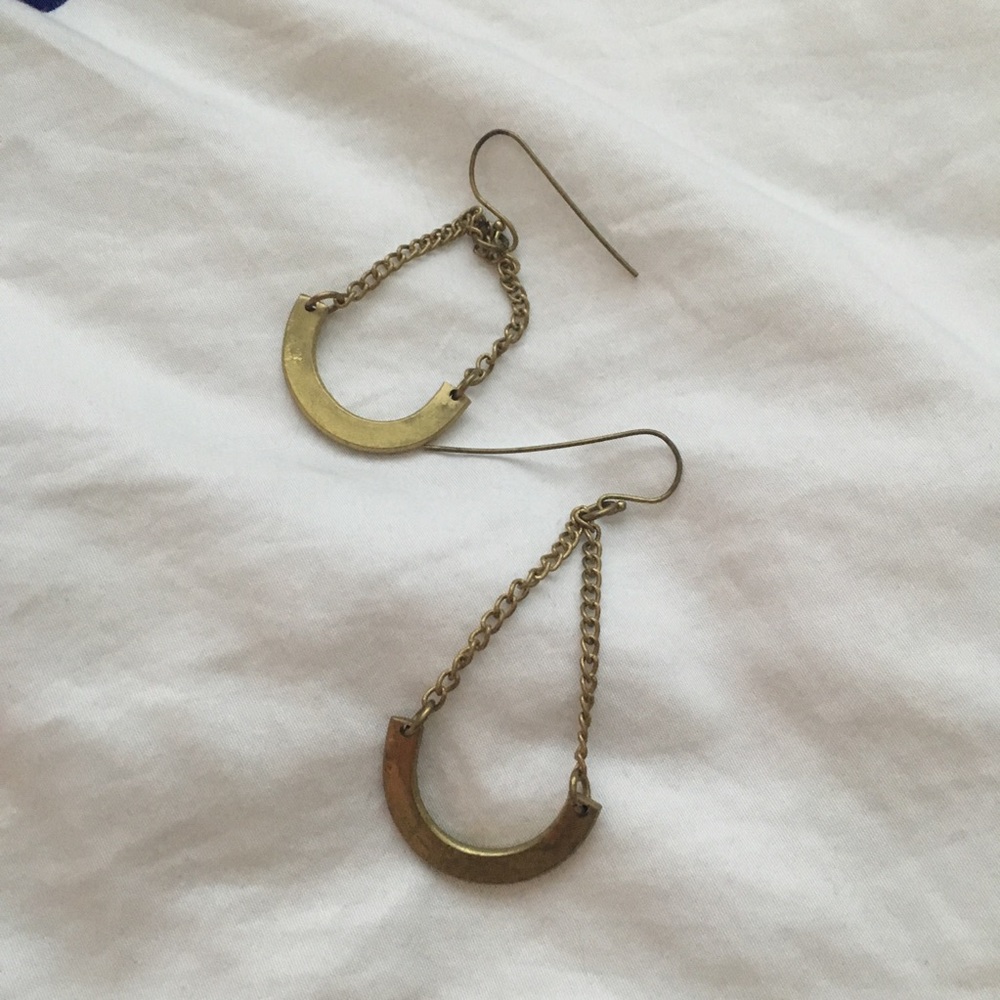 brass anthropologie drop earrings statement